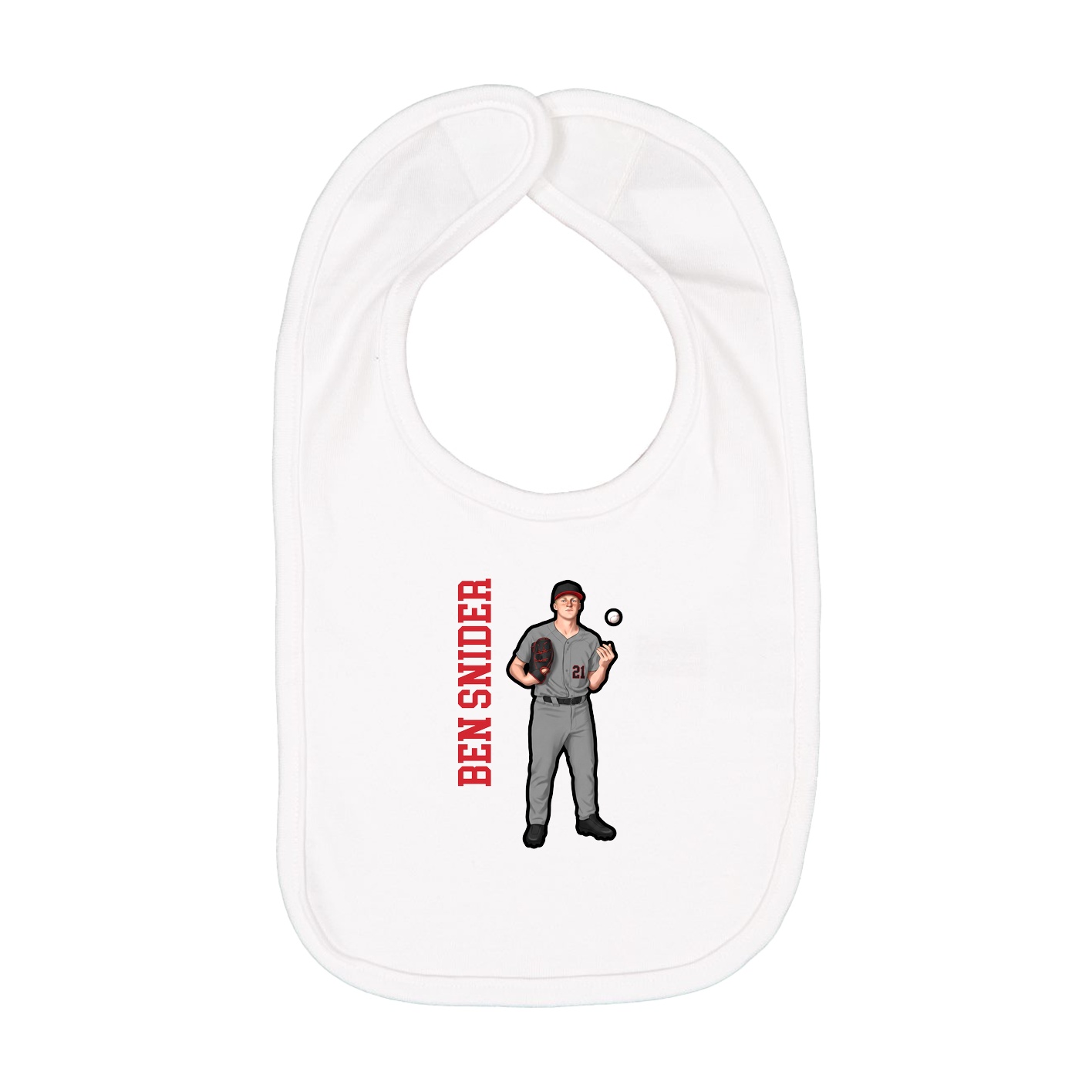 Infant Bib — Name Vertical in White