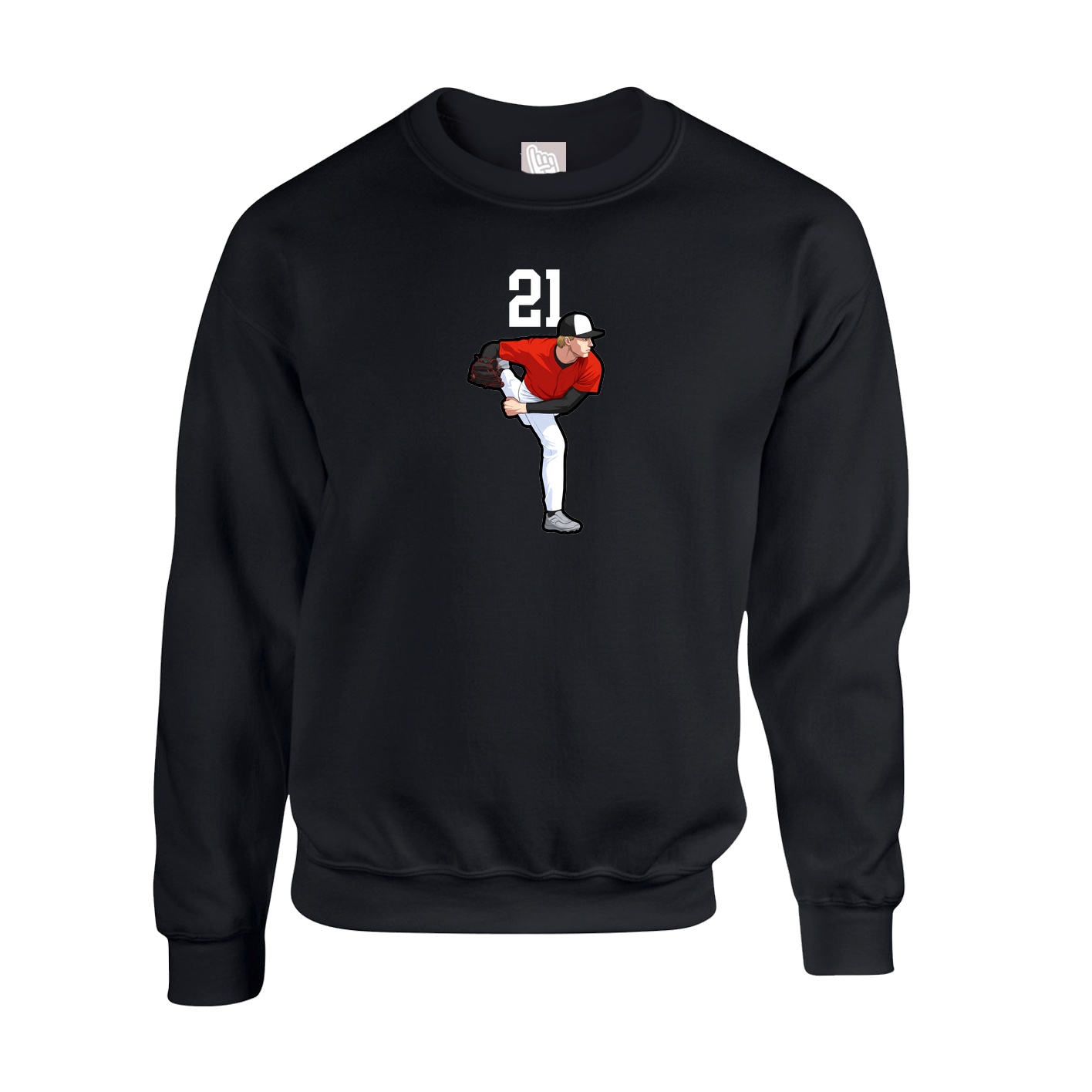 Fleece Crew — Number Top in Black