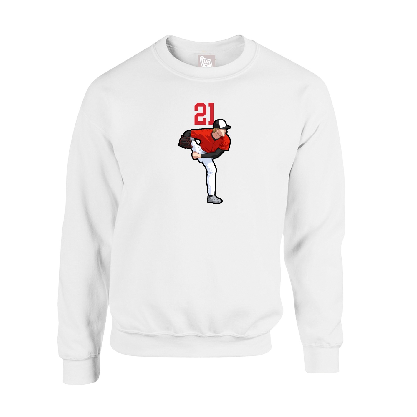 Fleece Crew — Number Top in White