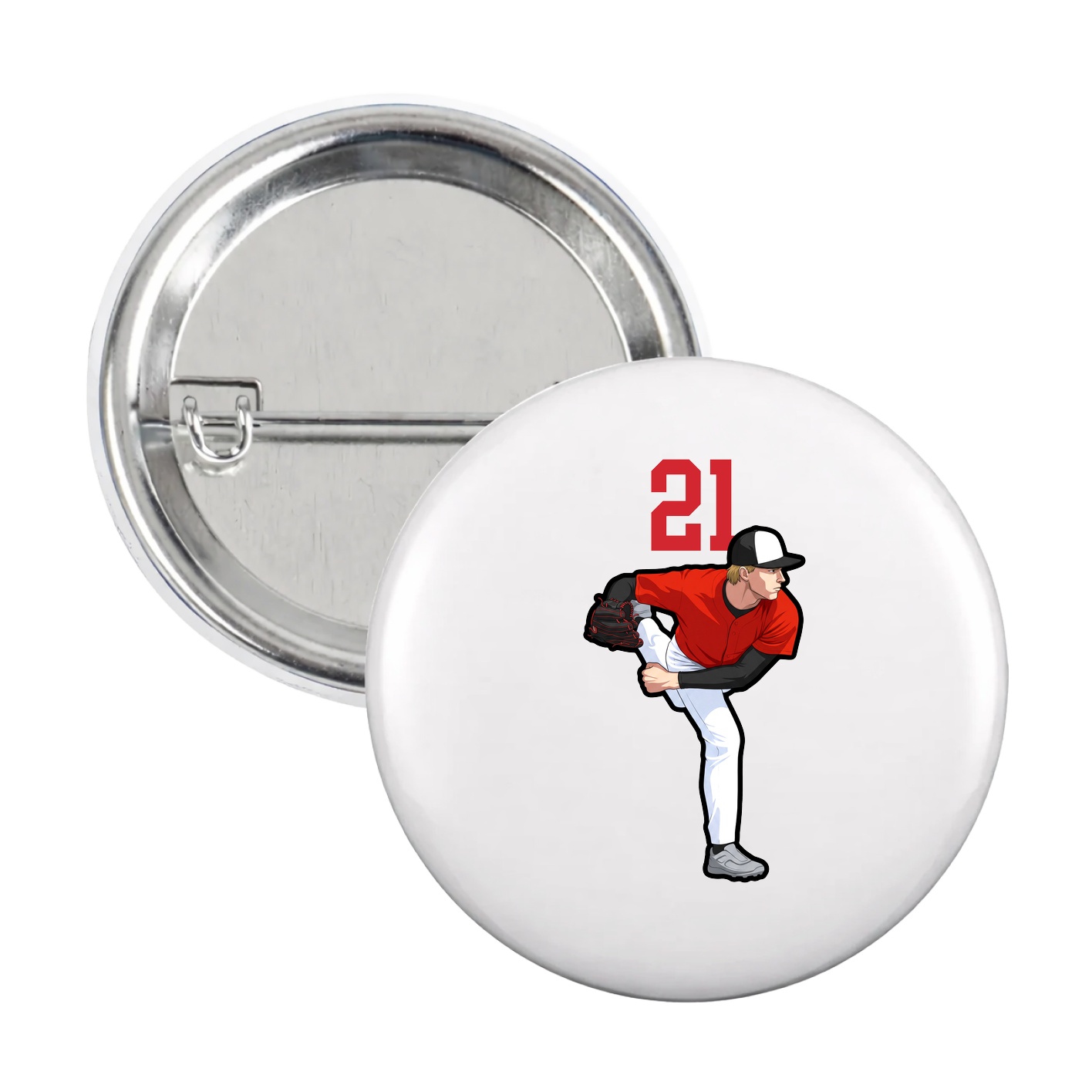 Game Day Button — Number Top in White