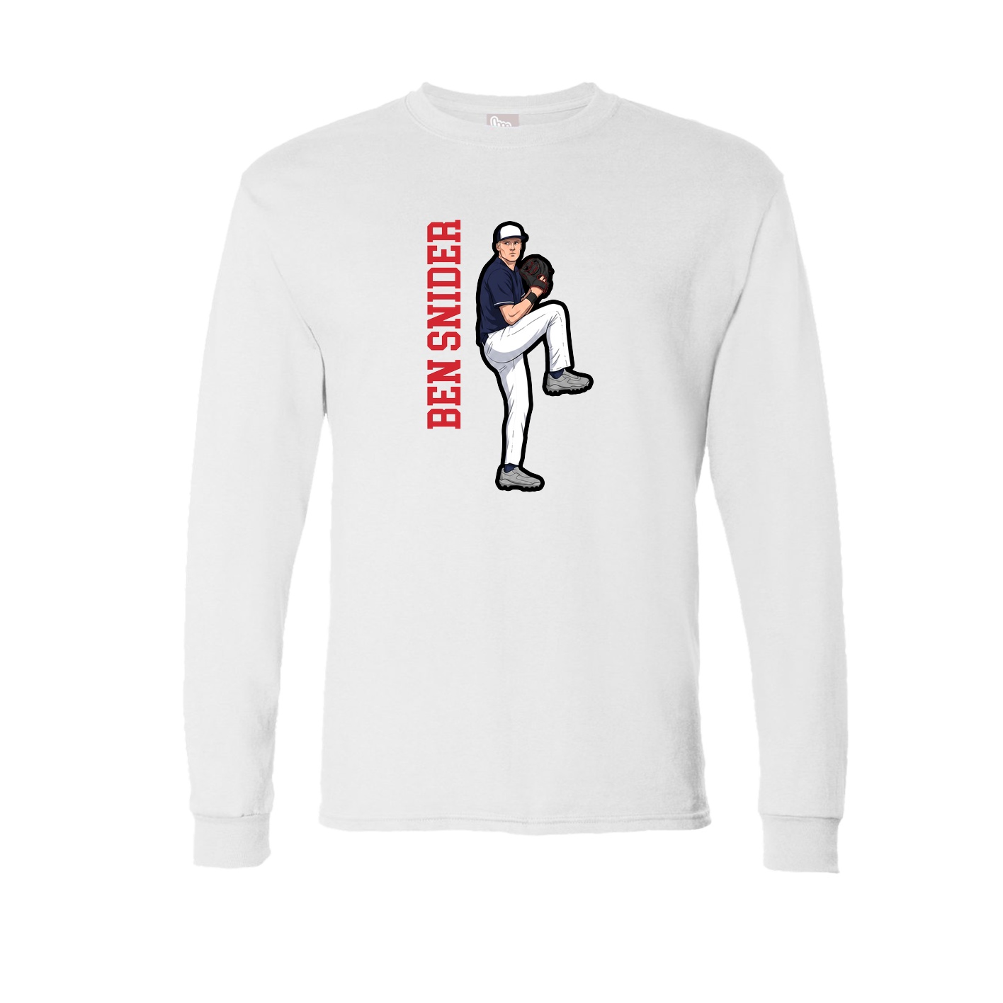 Long Sleeve Tee — Name Vertical in White