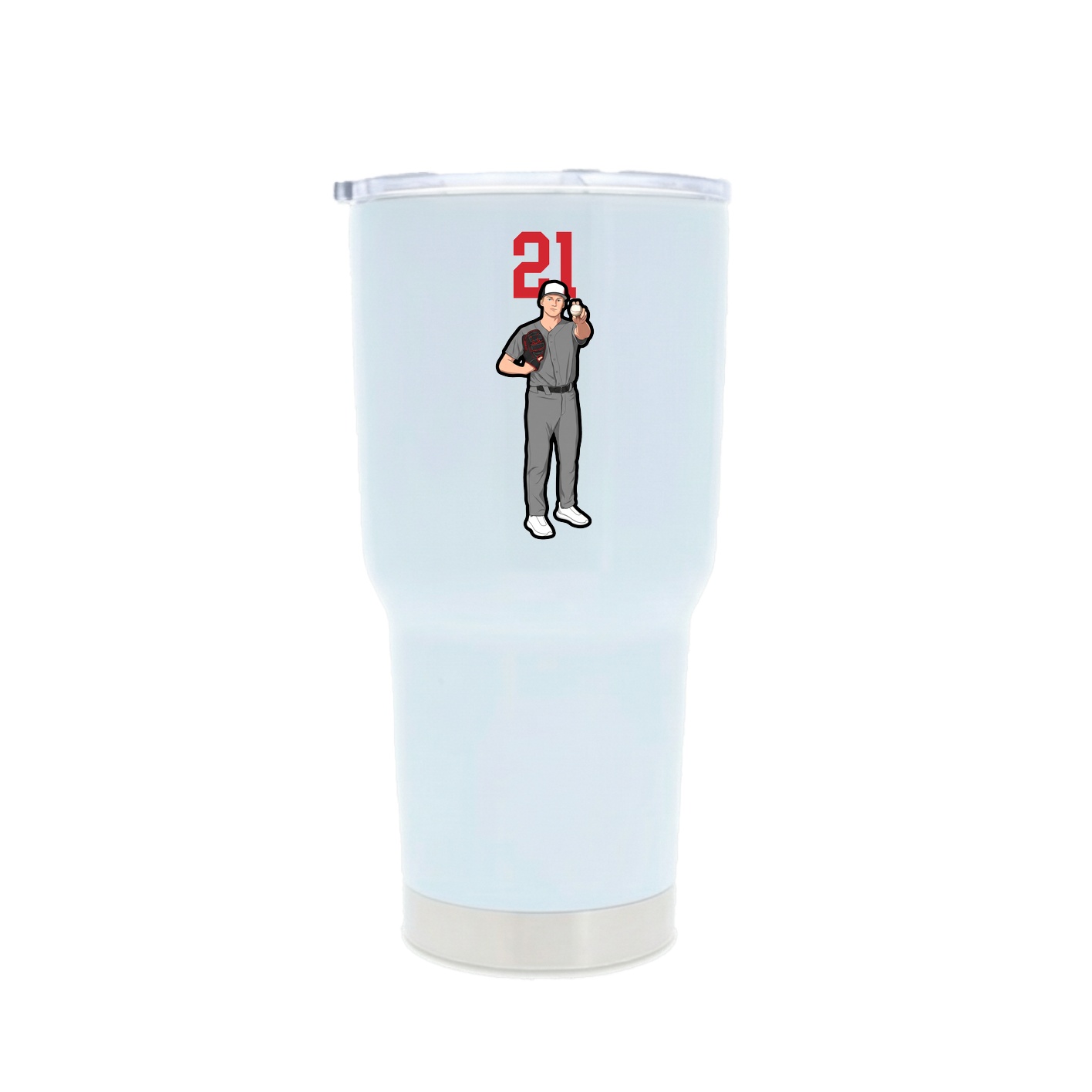 30oz Stainless Steel Tumbler — Number Top in White