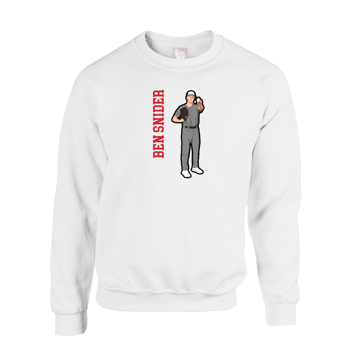 Fleece Crew — Name Vertical in White