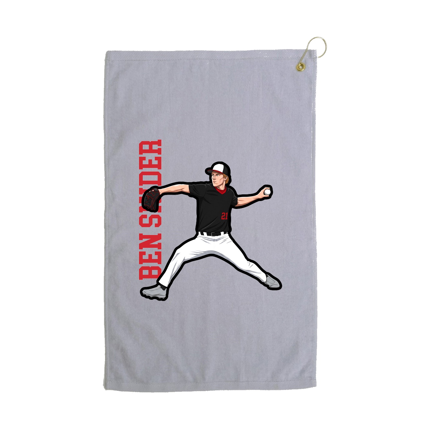 Golf Towel — Name Vertical in Grey