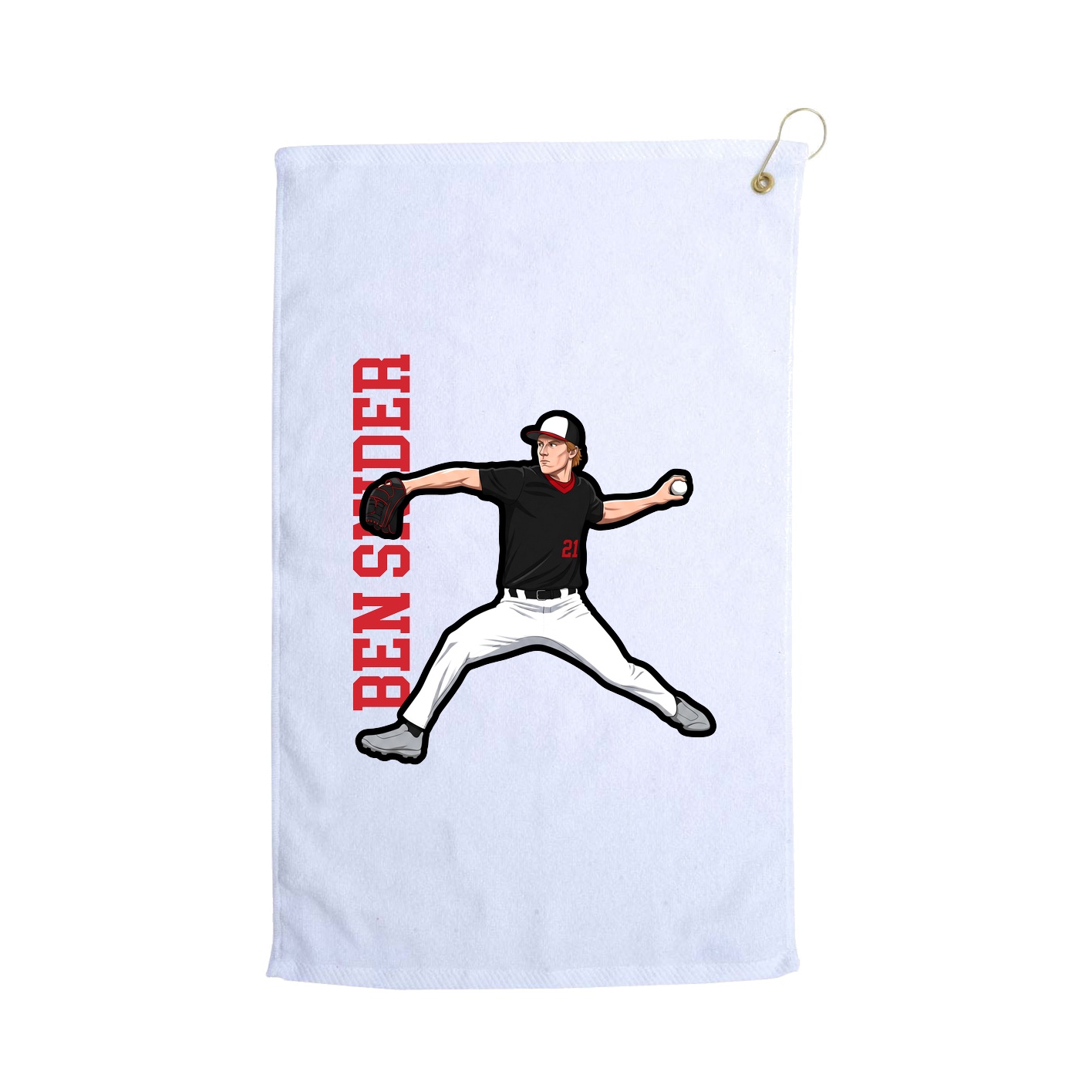 Golf Towel — Name Vertical in White