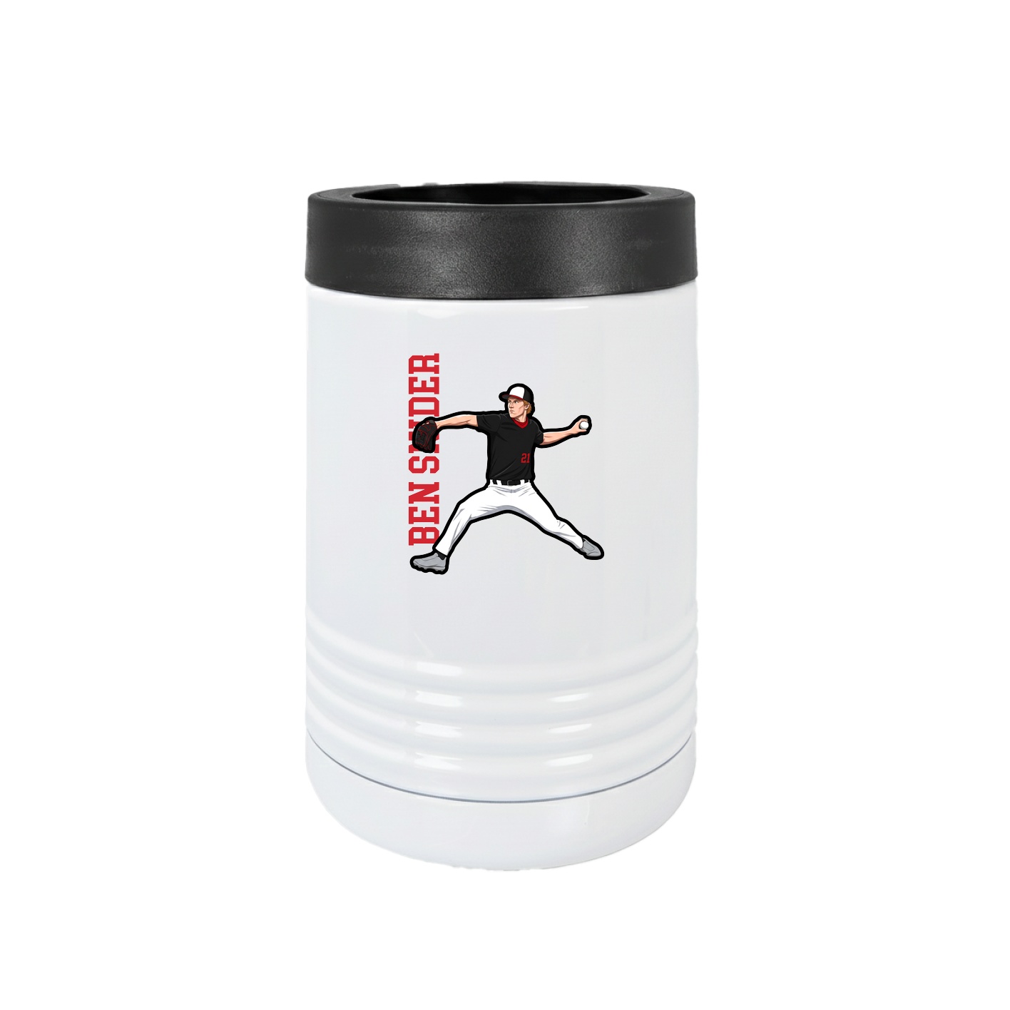 Beverage Holder — Name Vertical in White