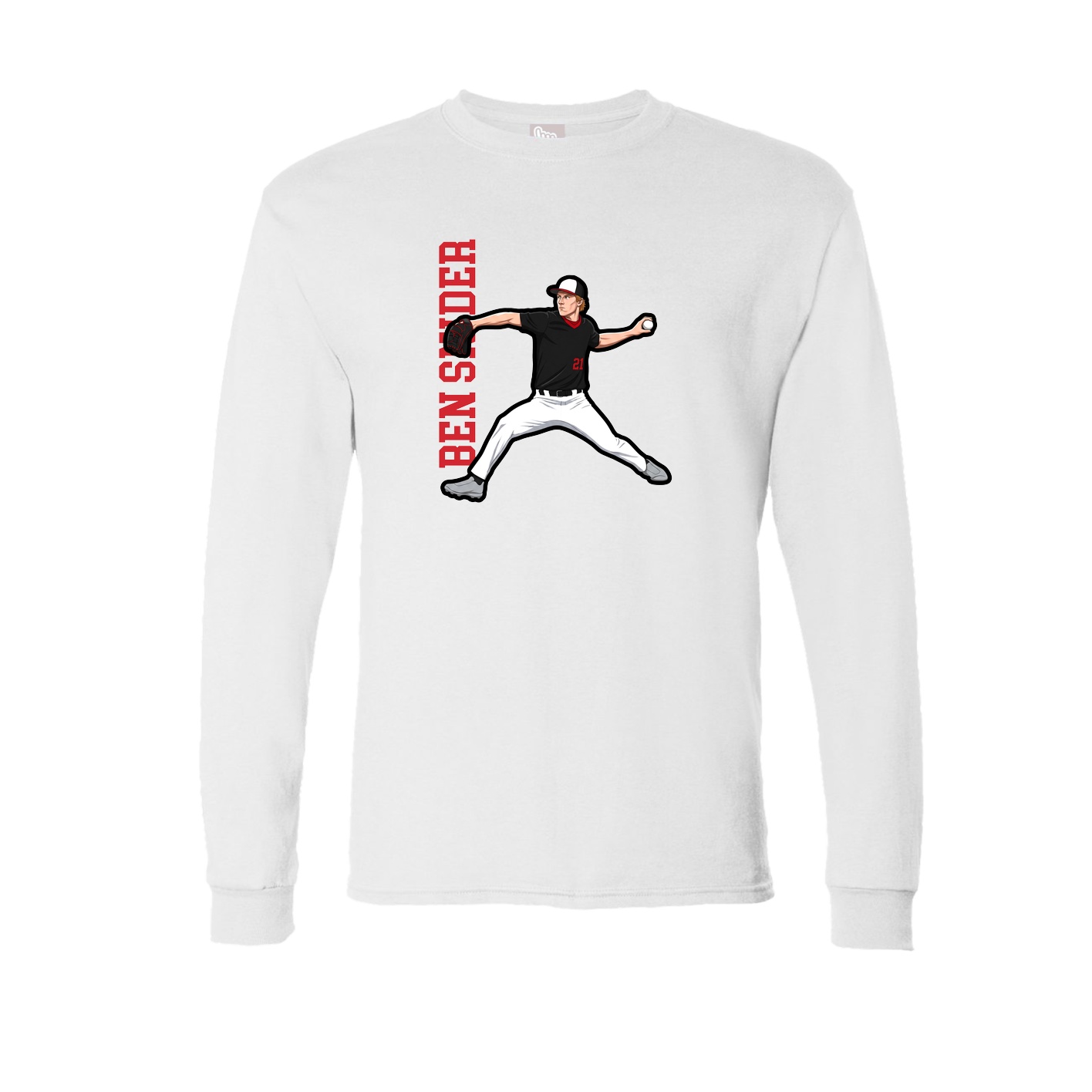 Long Sleeve Tee — Name Vertical in White