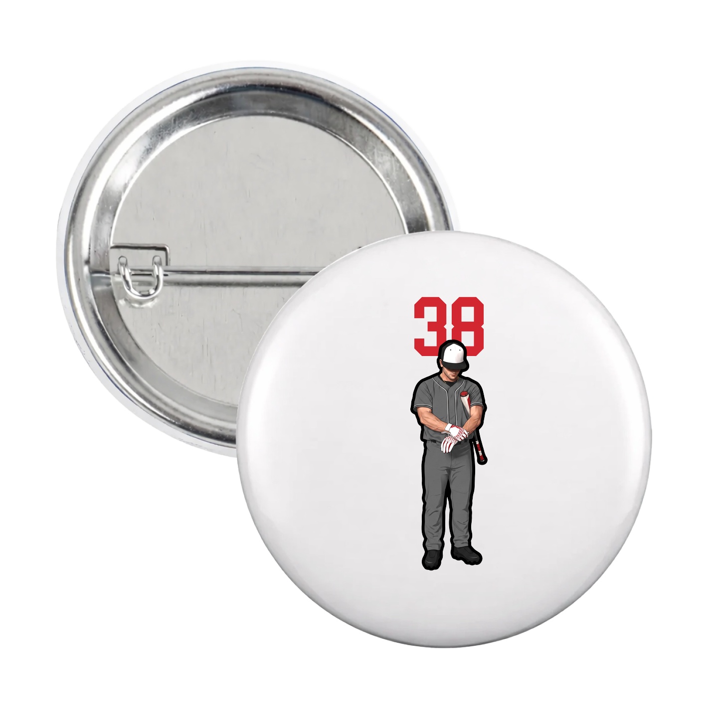 Game Day Button — Number Top in White