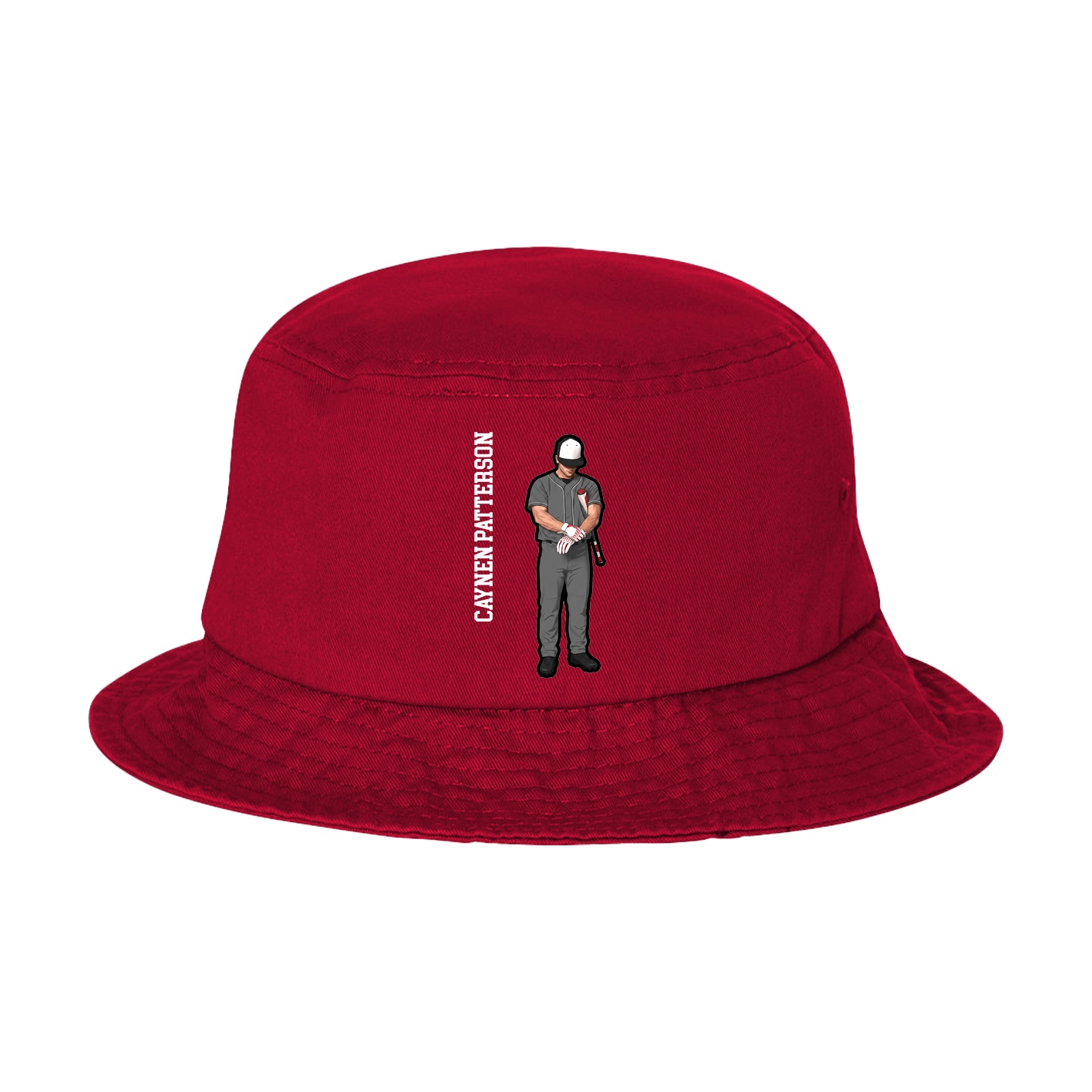 Bucket Cap — Name Vertical in Red