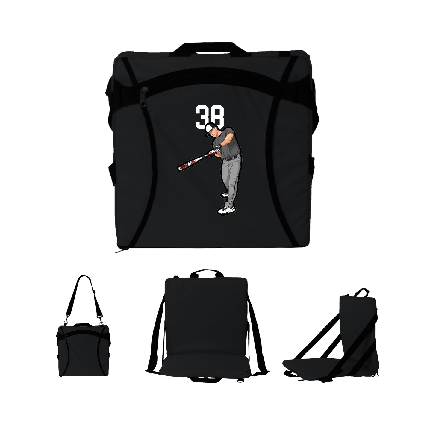 Folding Stadium Seat — Number Top in Black