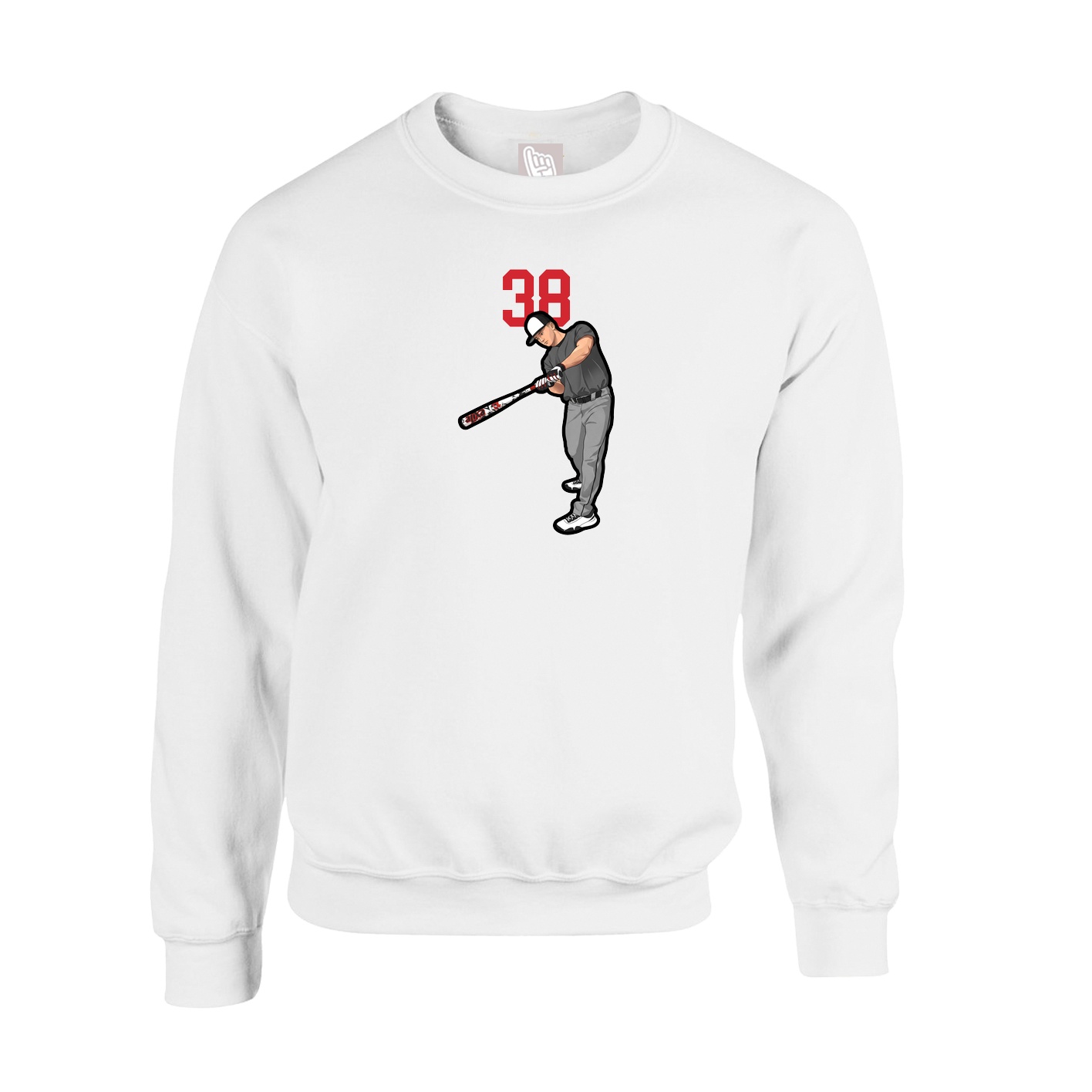 Fleece Crew — Number Top in White