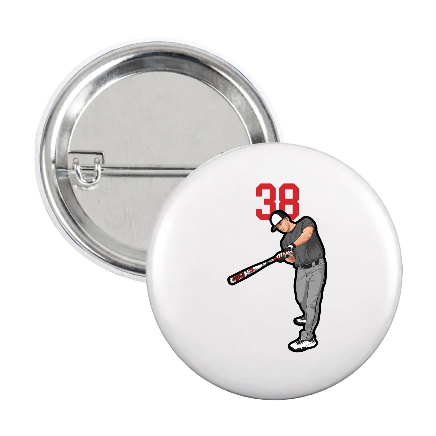 Game Day Button — Number Top in White