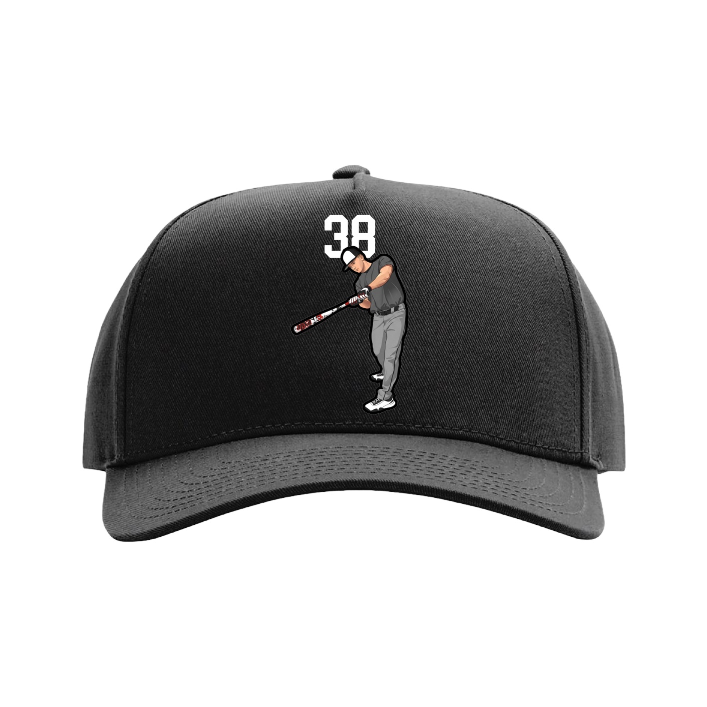 Full Fabric Five-Panel Champ Cap — Number Top in Black