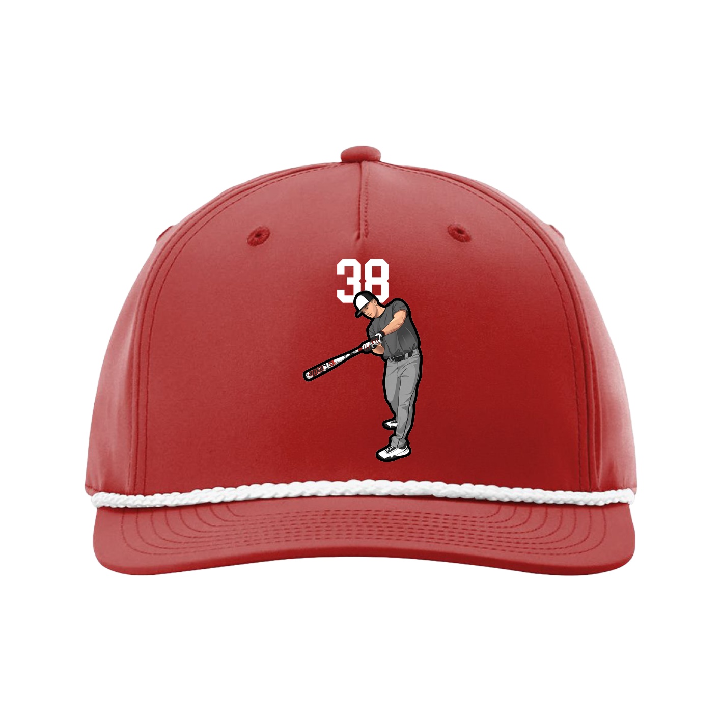 Five-Panel Classic Rope Cap — Number Top in Red