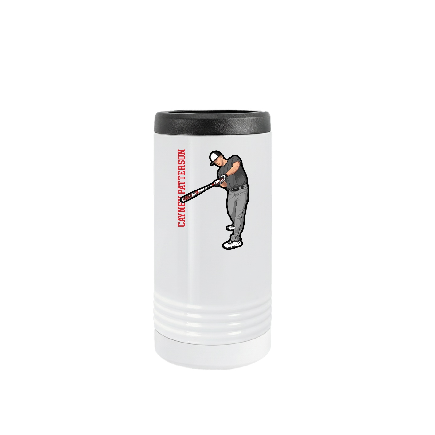 Slim Beverage Holder — Name Vertical in White
