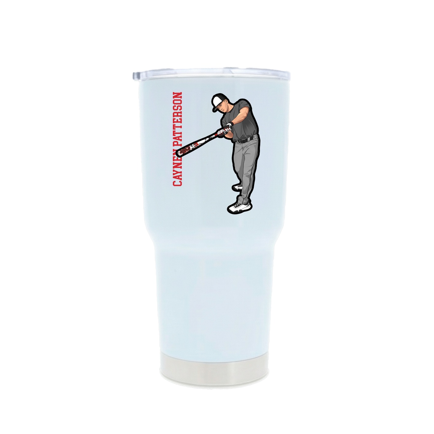 30oz Stainless Steel Tumbler — Name Vertical in White
