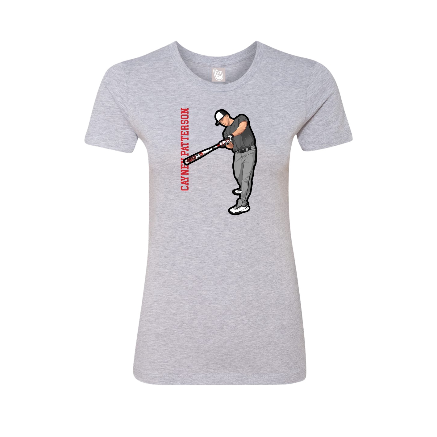Womens Tee — Name Vertical in Grey