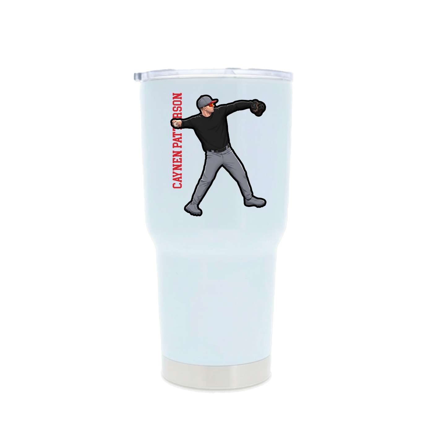 30oz Stainless Steel Tumbler — Name Vertical in White