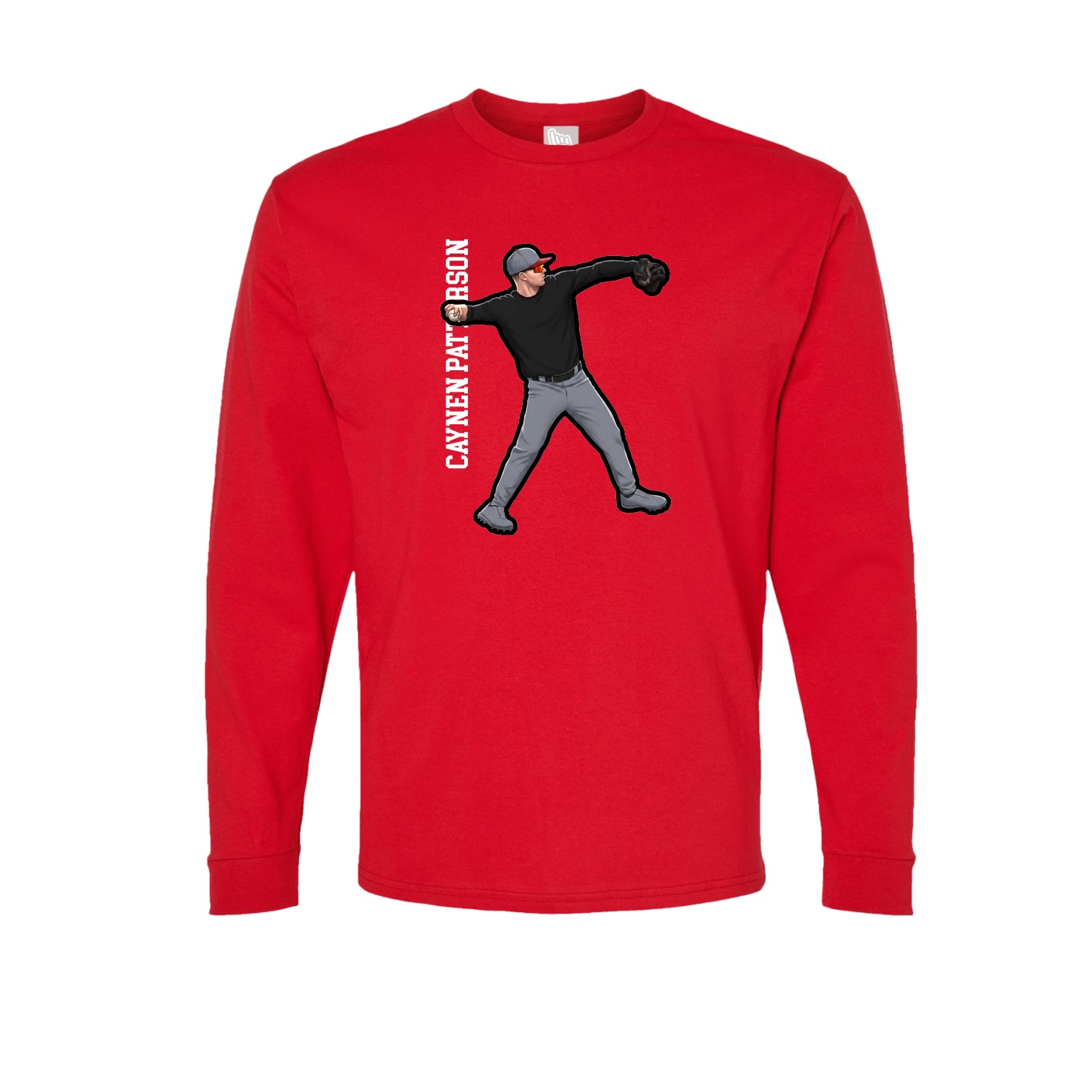 Long Sleeve Tee — Name Vertical in Red