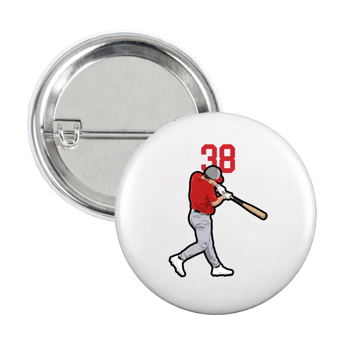 Game Day Button — Number Top in White