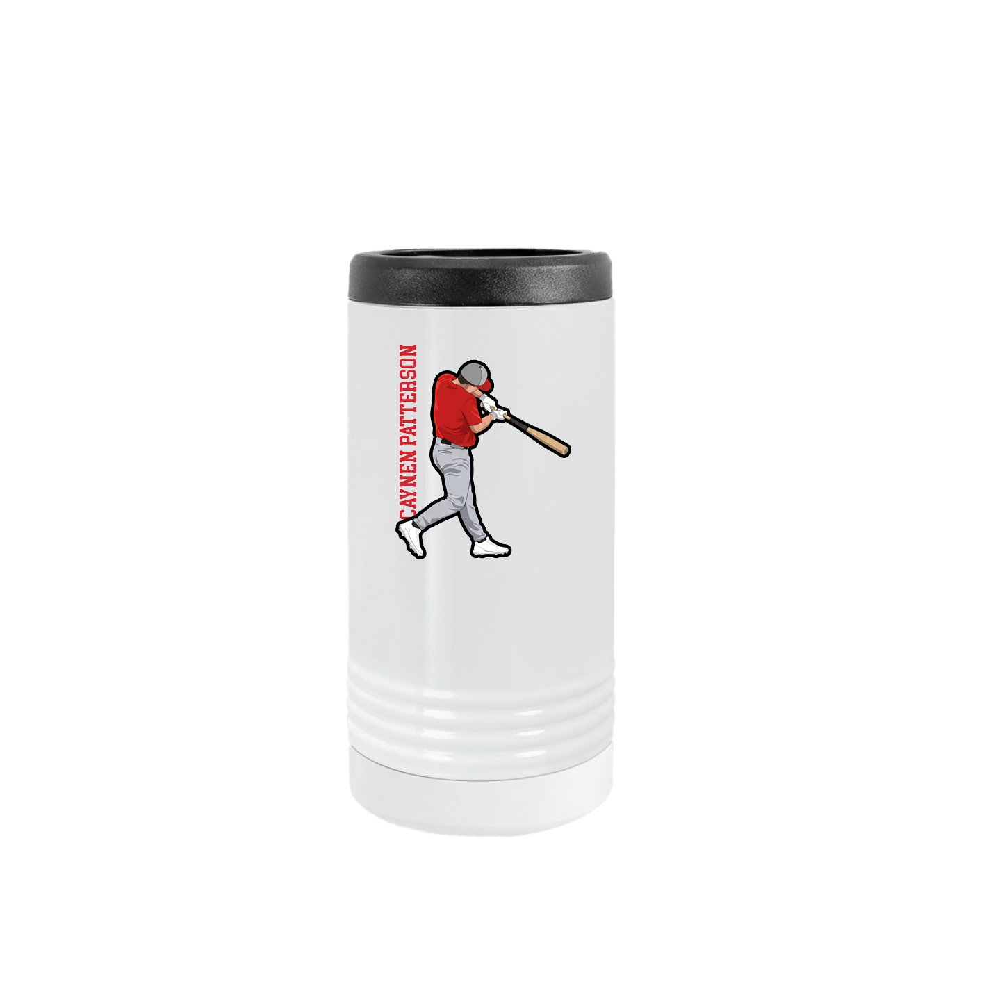 Slim Beverage Holder — Name Vertical in White