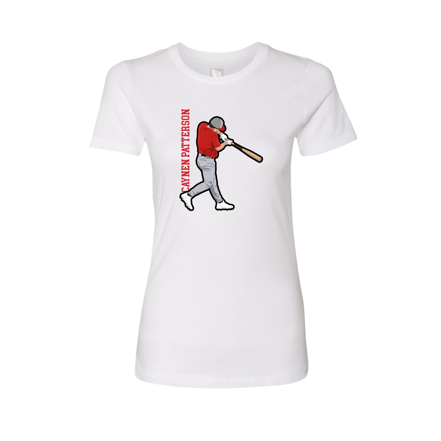 Womens Tee — Name Vertical in White