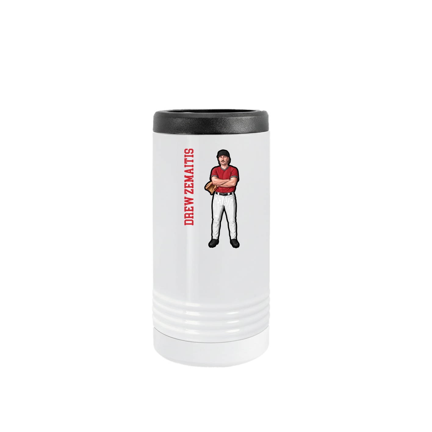 Slim Beverage Holder — Name Vertical in White