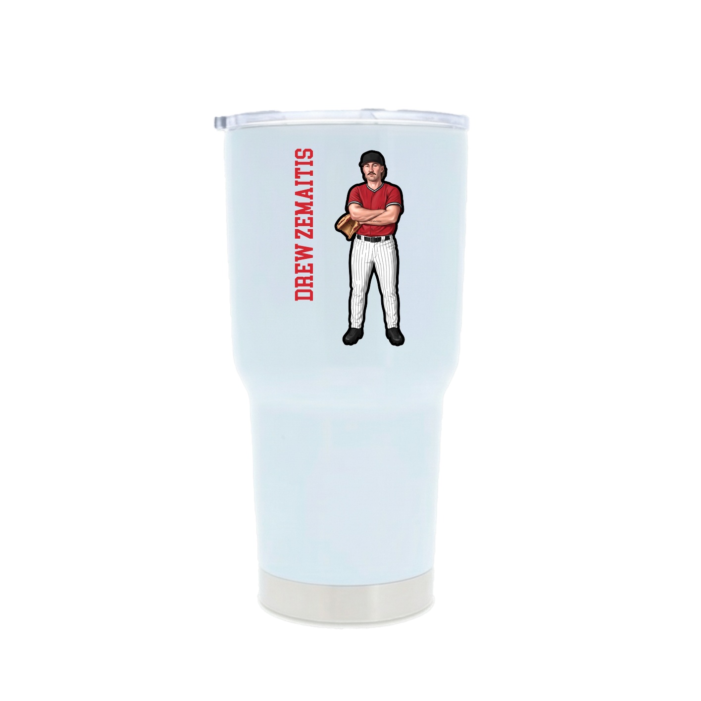 30oz Stainless Steel Tumbler — Name Vertical in White