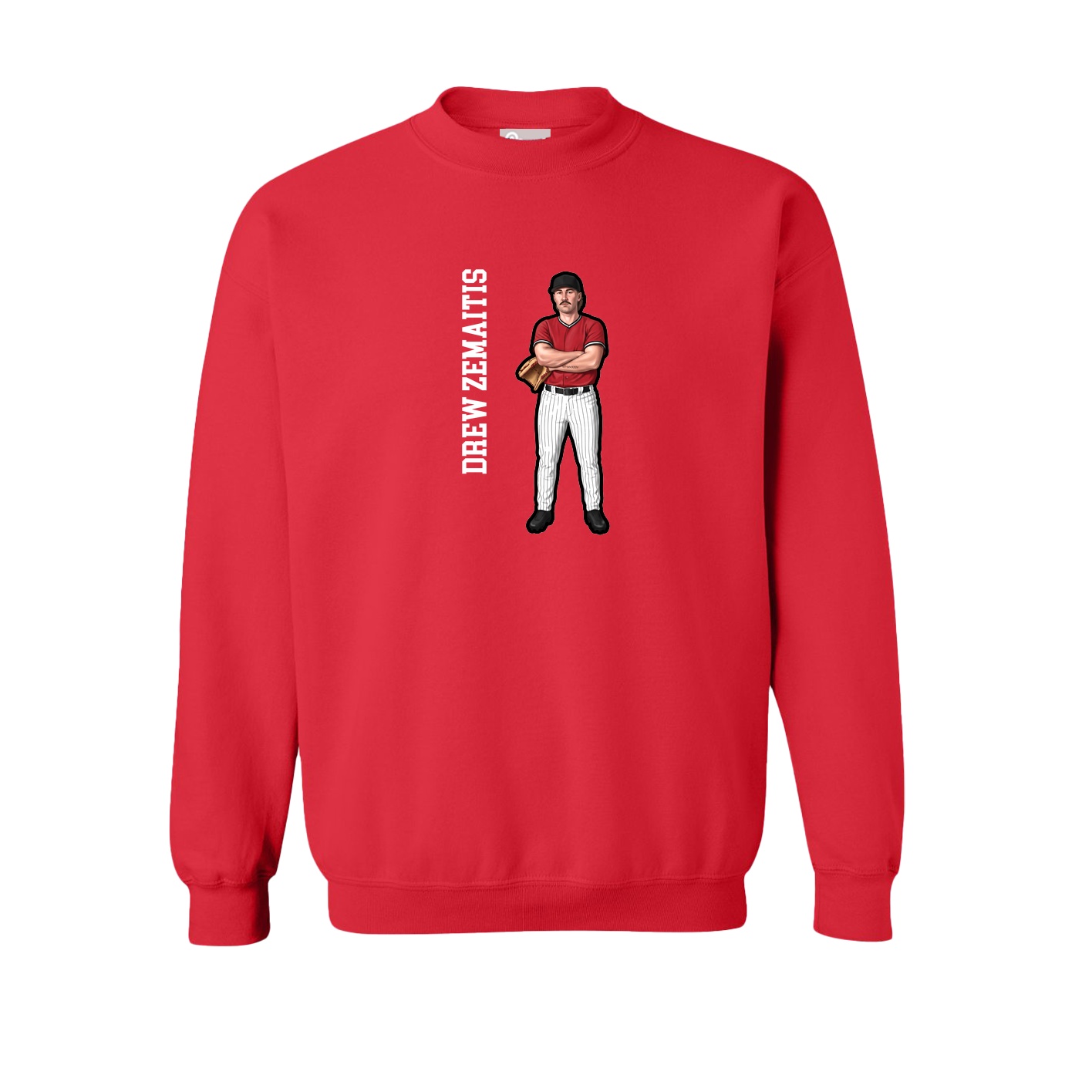 Fleece Crew — Name Vertical in Red