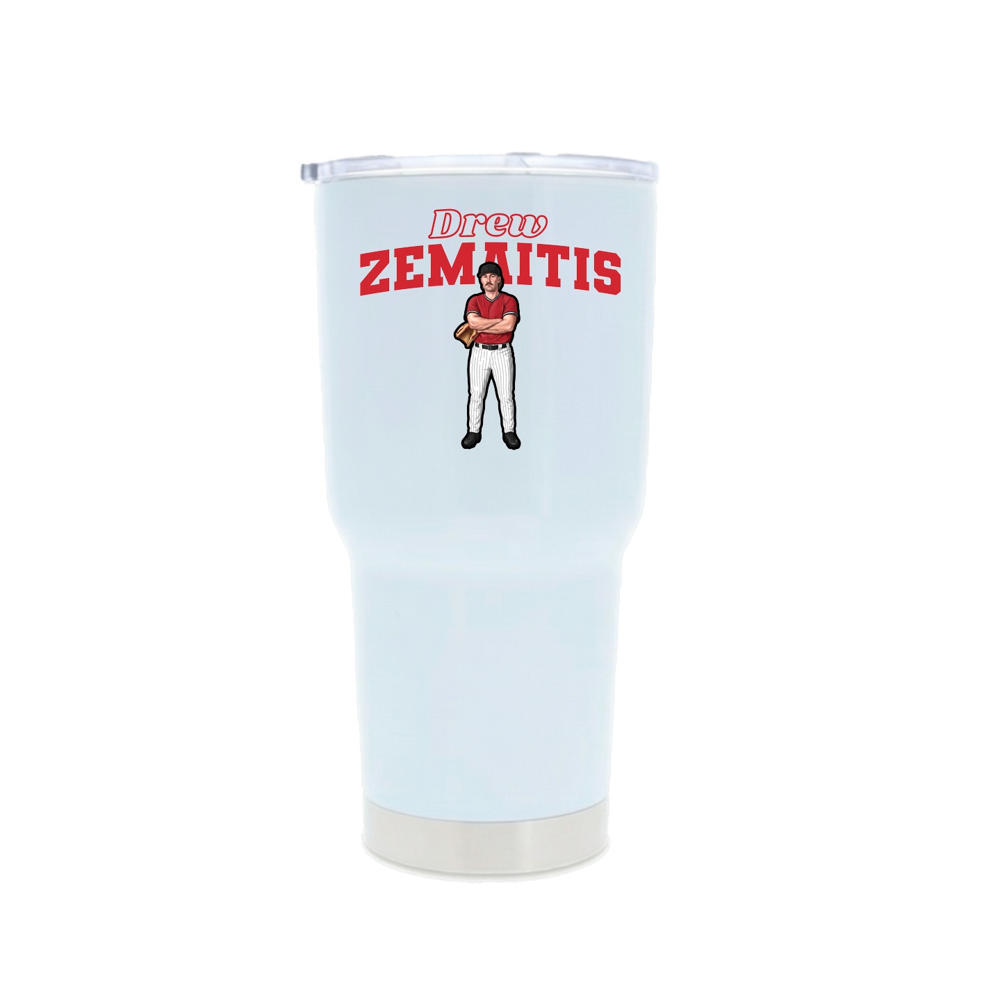 30oz Stainless Steel Tumbler — Name Arch in White