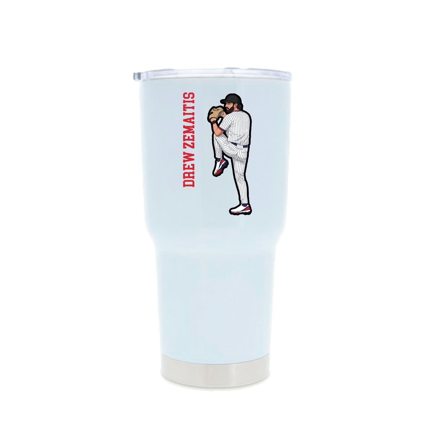 30oz Stainless Steel Tumbler — Name Vertical in White