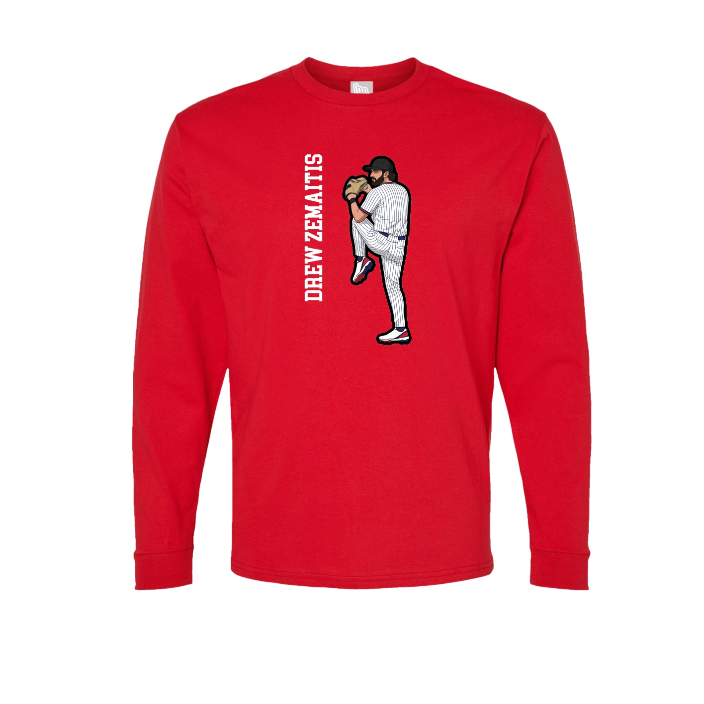 Long Sleeve Tee — Name Vertical in Red