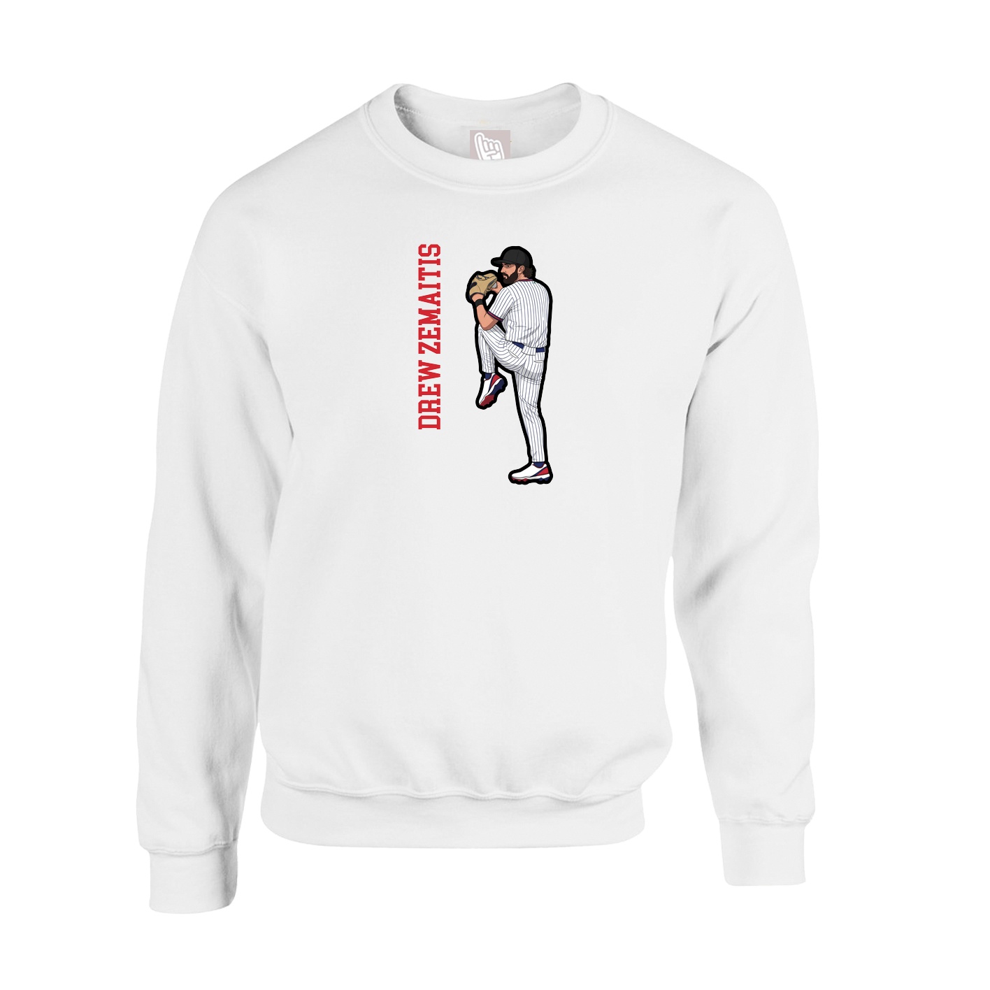Fleece Crew — Name Vertical in White