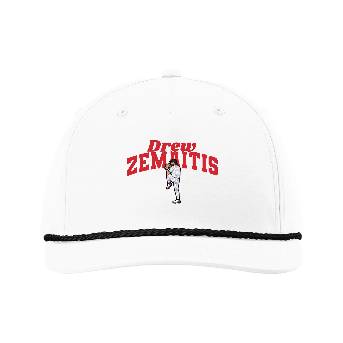 Five-Panel Classic Rope Cap — Signature Arch in White