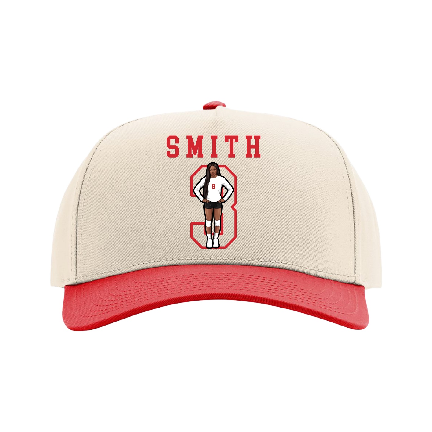 Full Fabric Five-Panel Champ Cap — Shirsey in Cream/Red