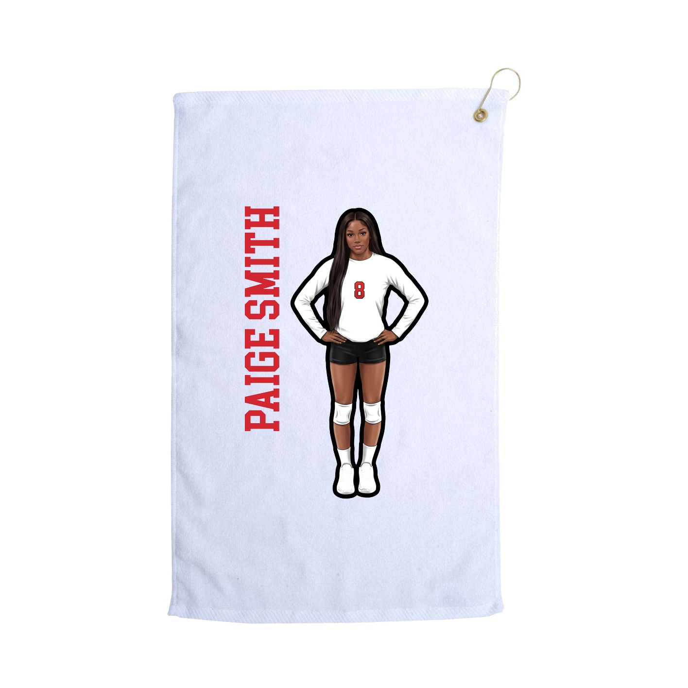 Golf Towel — Name Vertical in White