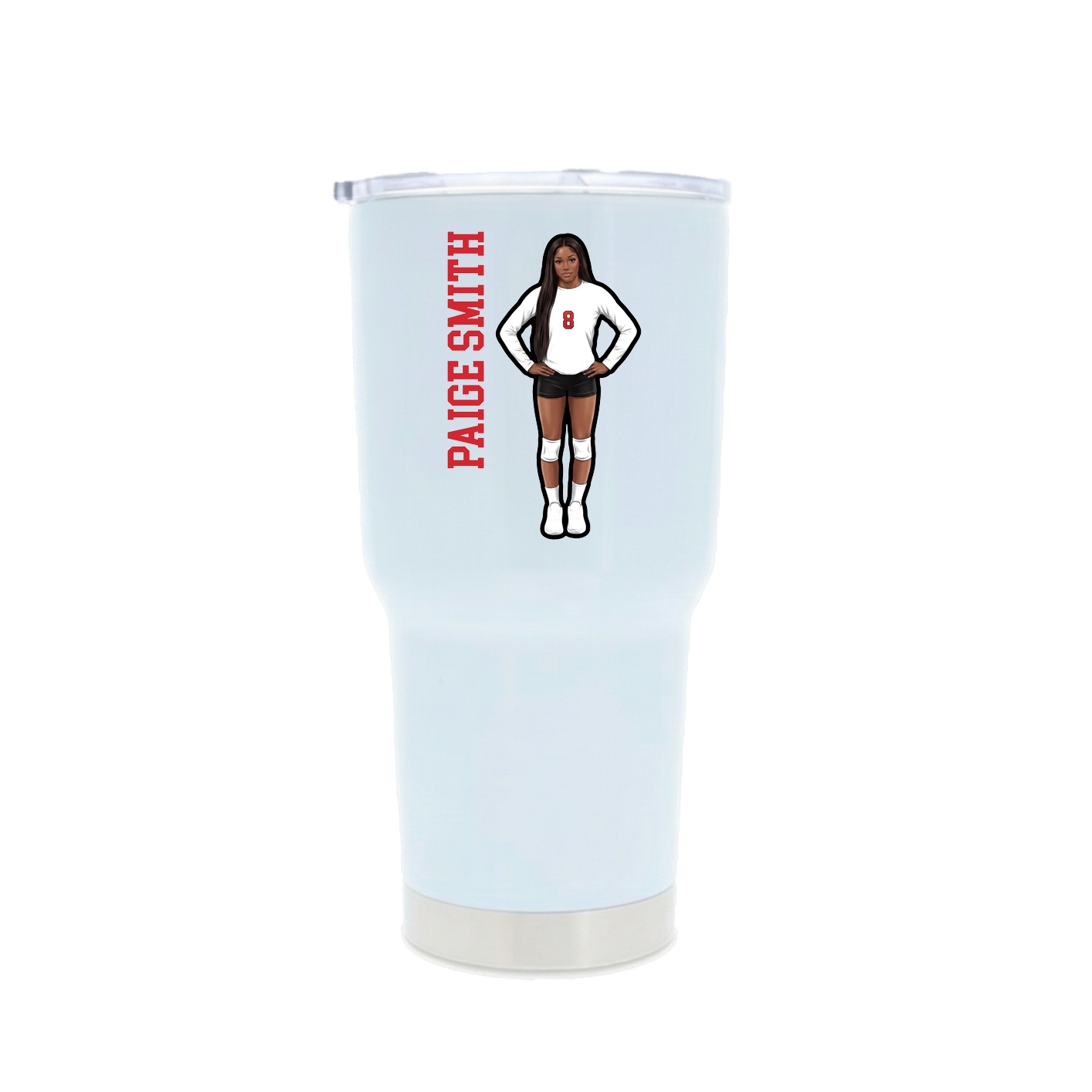 30oz Stainless Steel Tumbler — Name Vertical in White