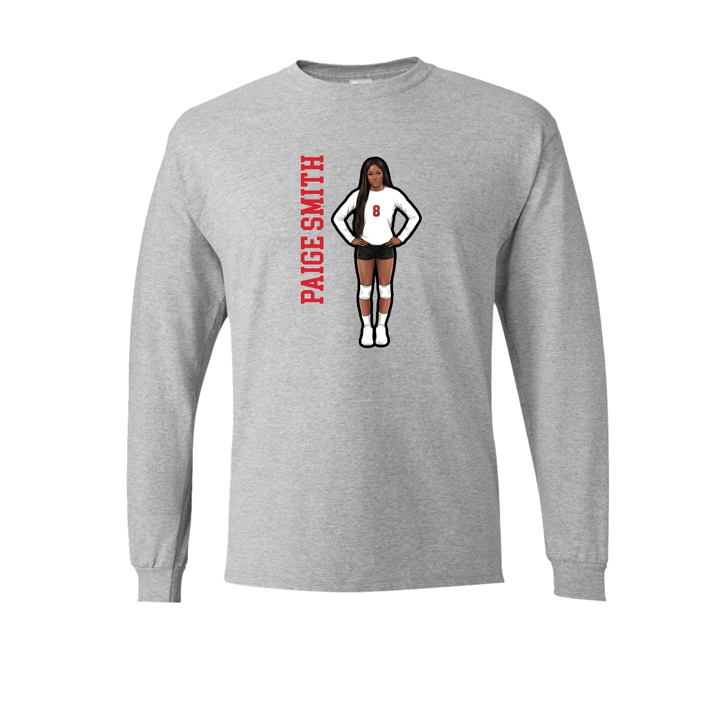 Long Sleeve Tee — Name Vertical in Grey