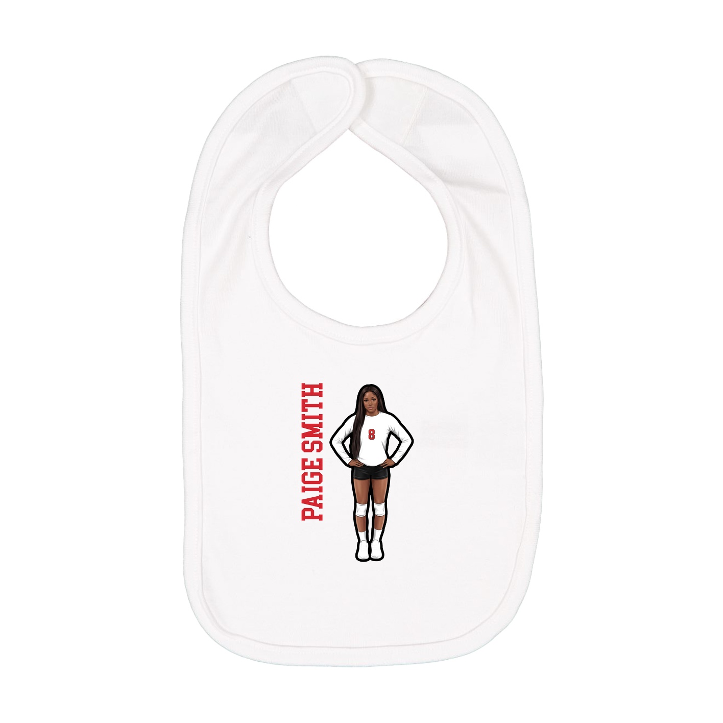 Infant Bib — Name Vertical in White