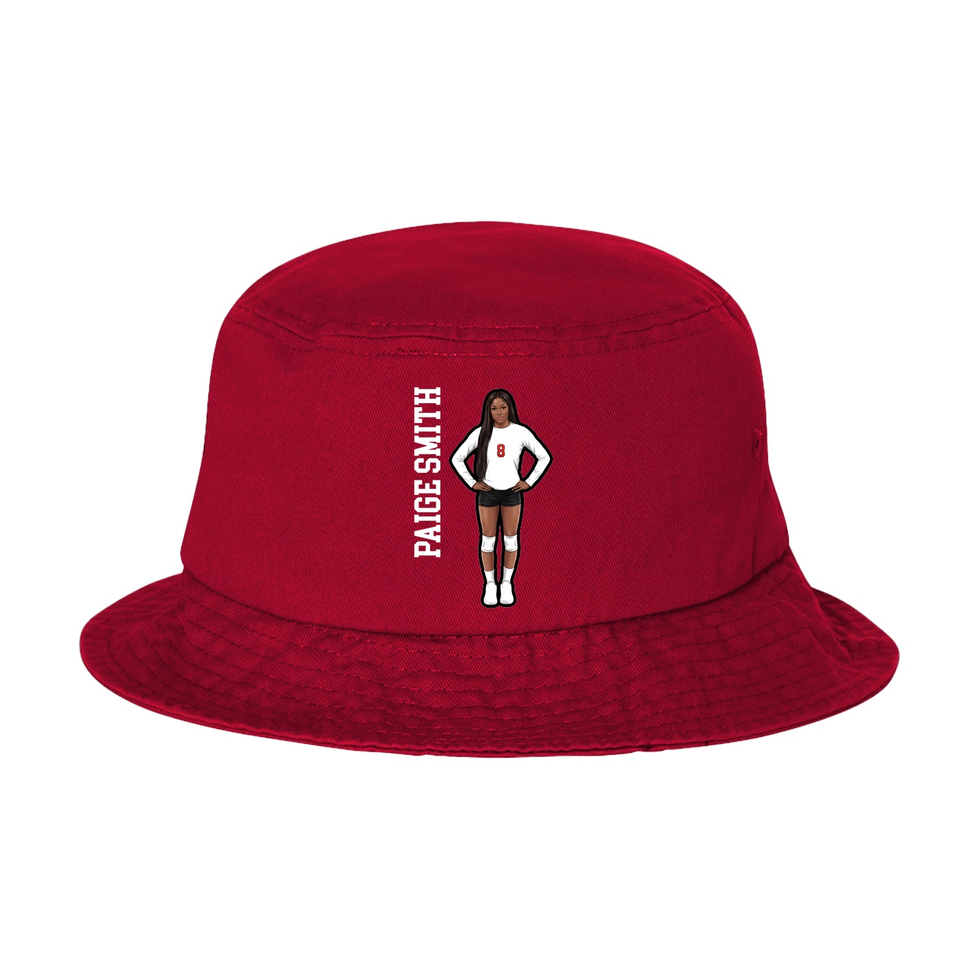 Bucket Cap — Name Vertical in Red