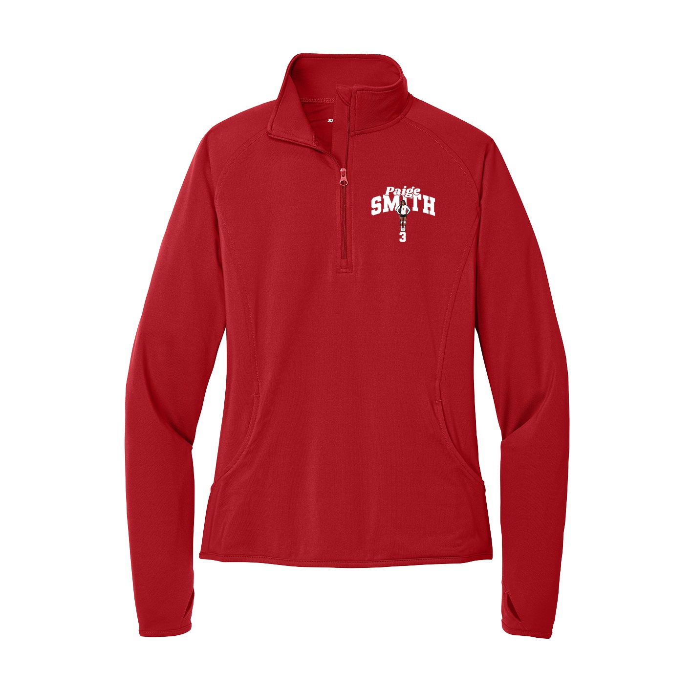 Women's Q-Zip Pullover — Signature Arch in Red