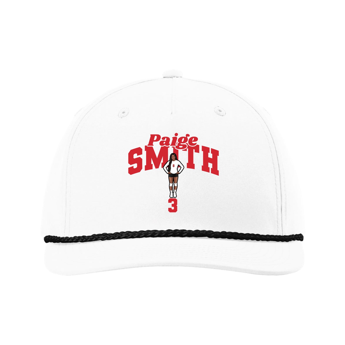 Five-Panel Classic Rope Cap — Signature Arch in White
