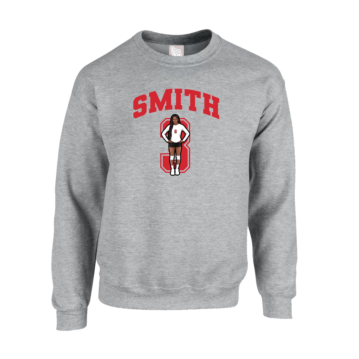 Fleece Crew — Number in Grey