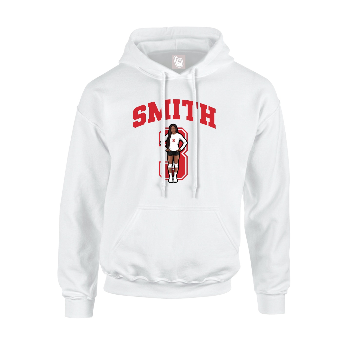 Youth Hoodie — Number in White