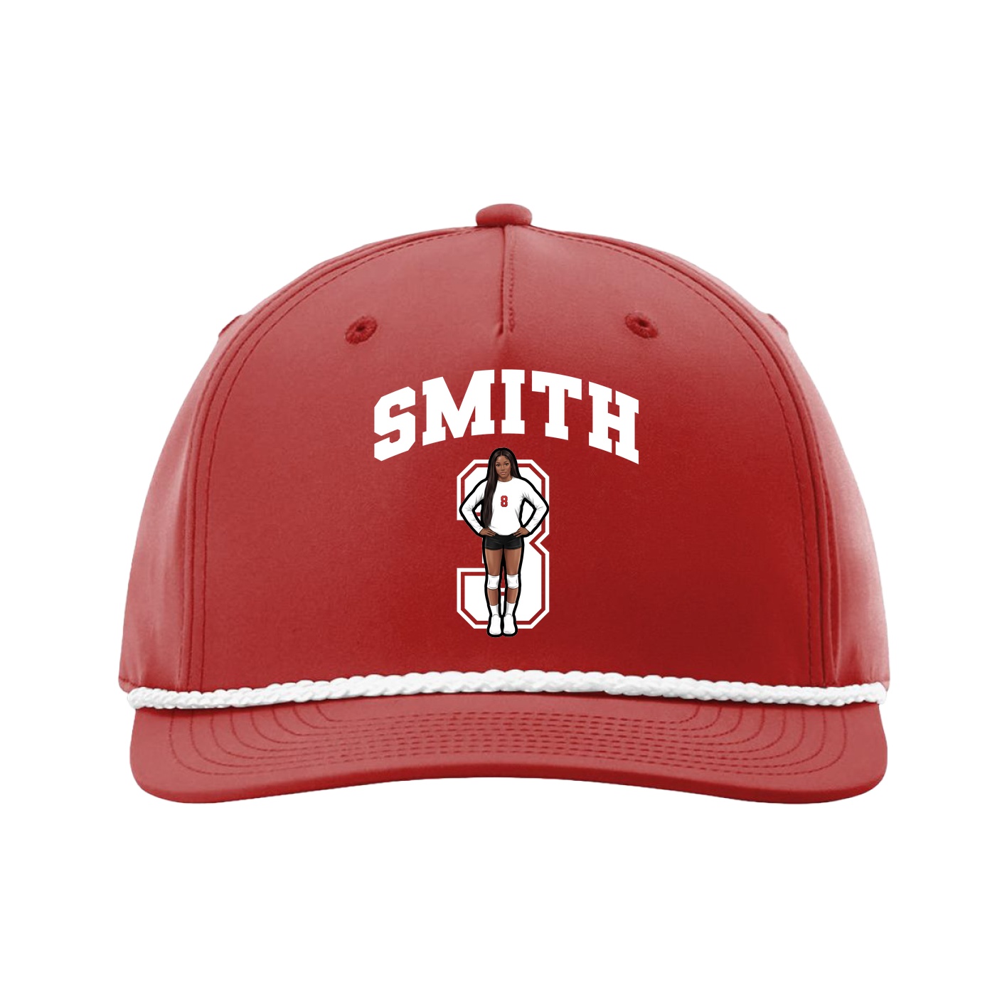 Five-Panel Classic Rope Cap — Number in Red