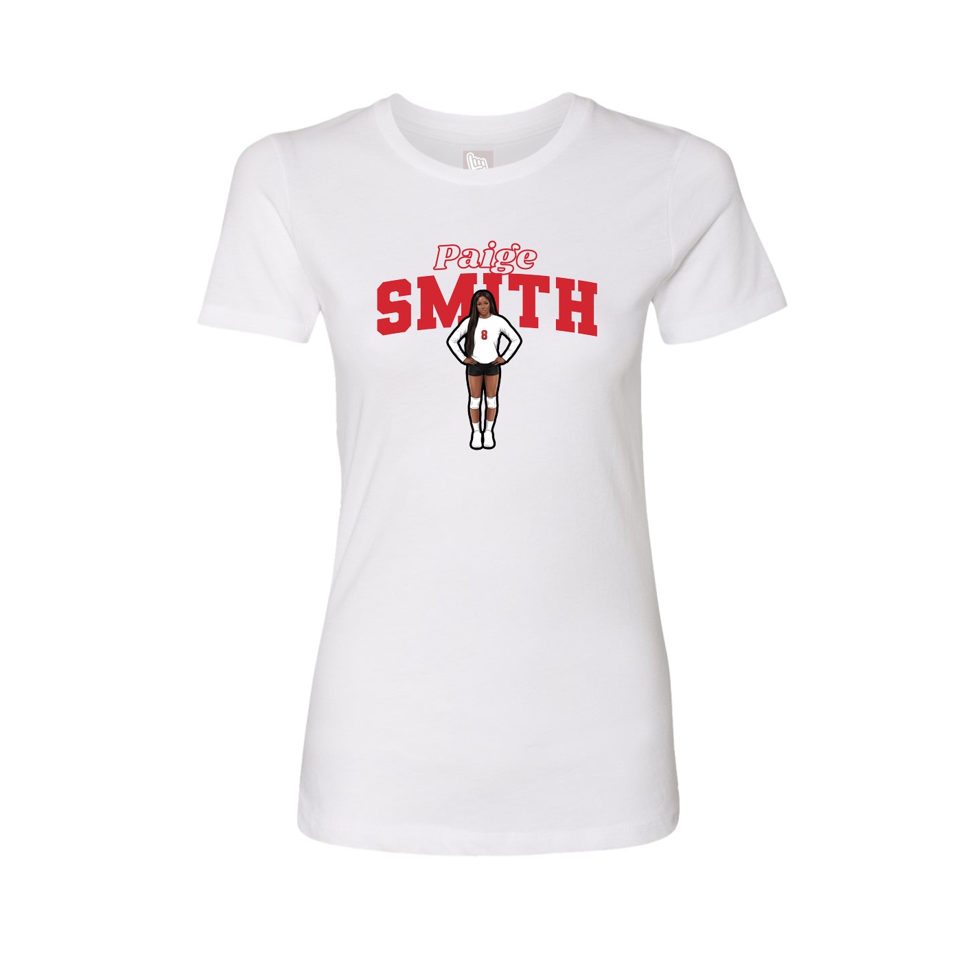 Womens Tee — Name Arch in White