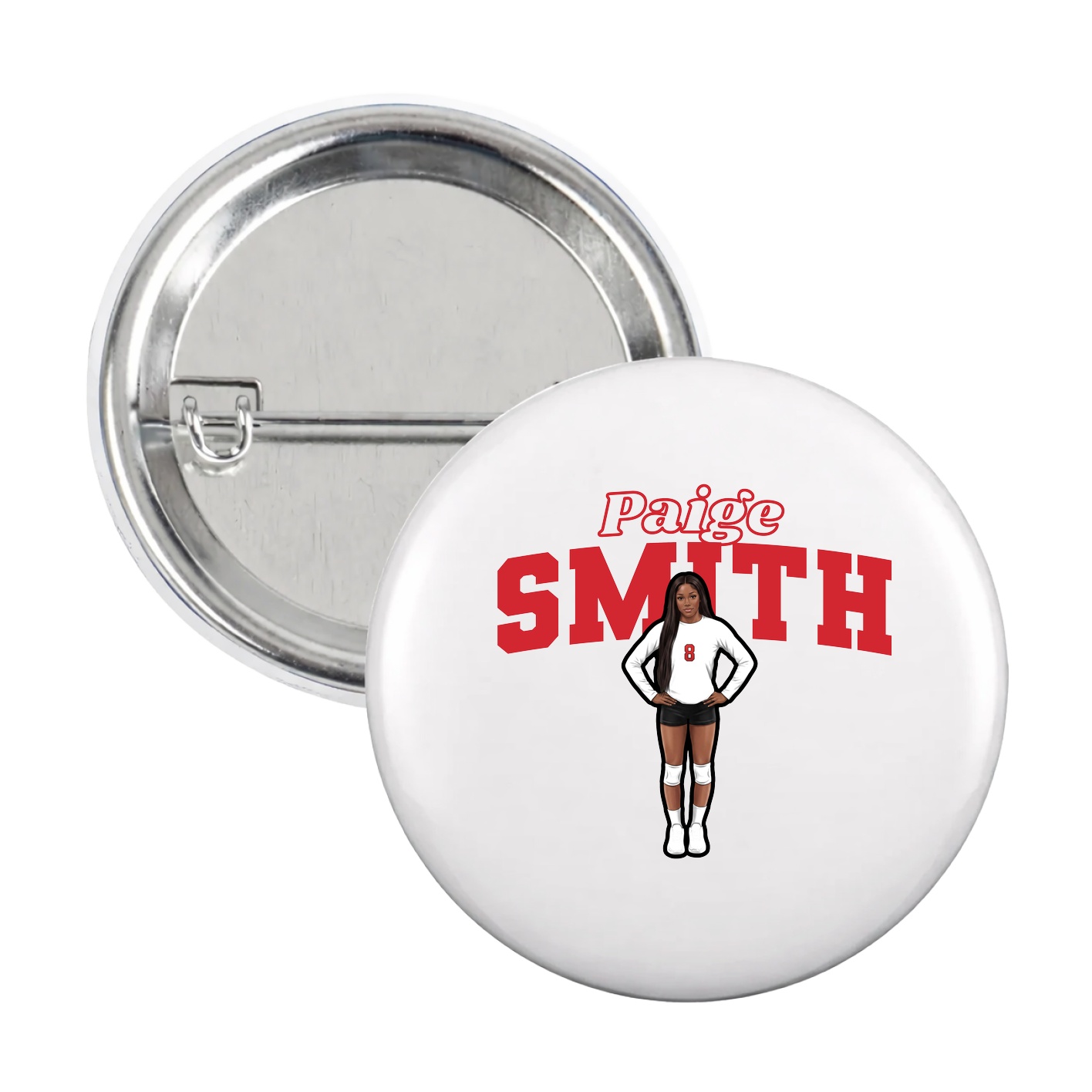 Game Day Button — Name Arch in White