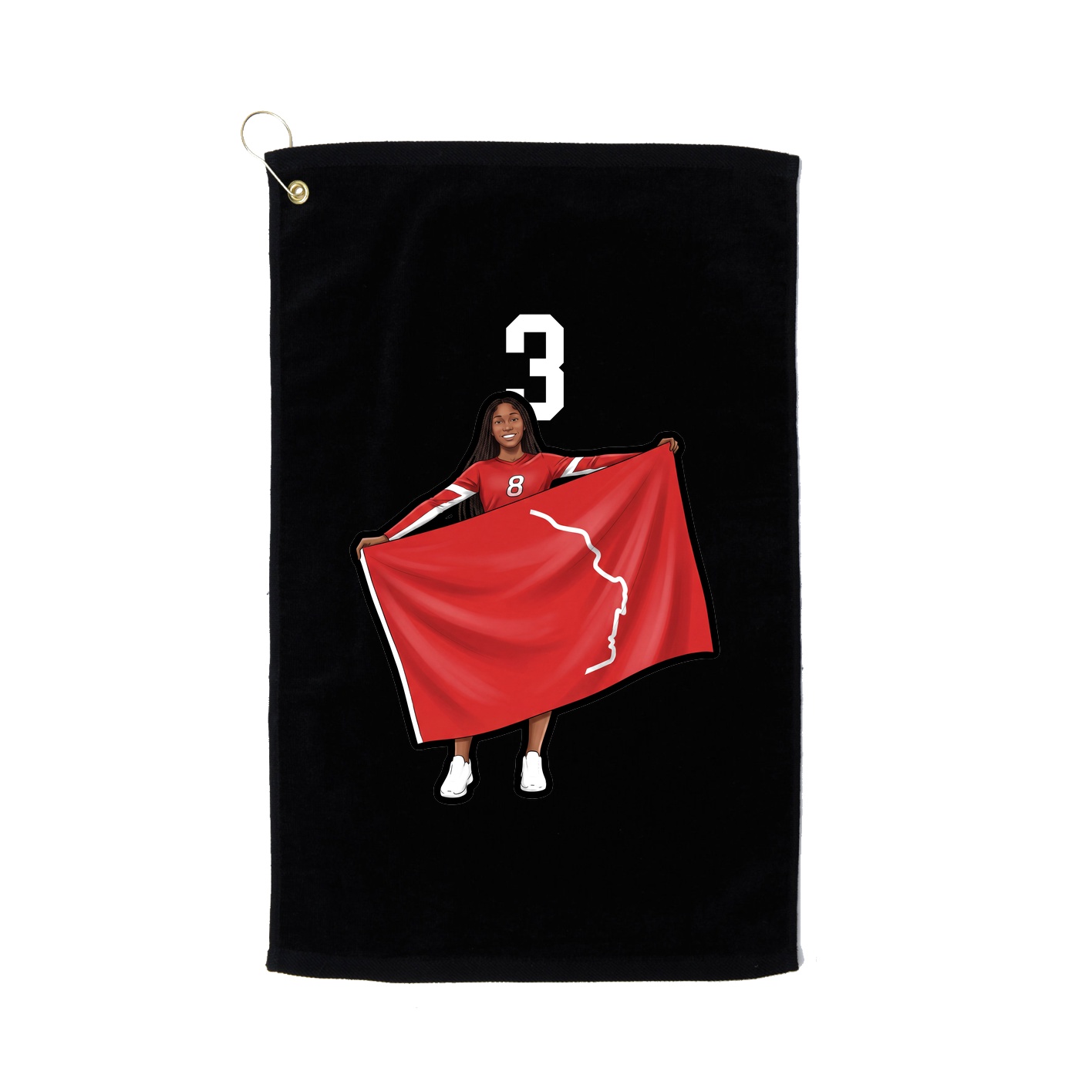 Golf Towel — Number Top in Black