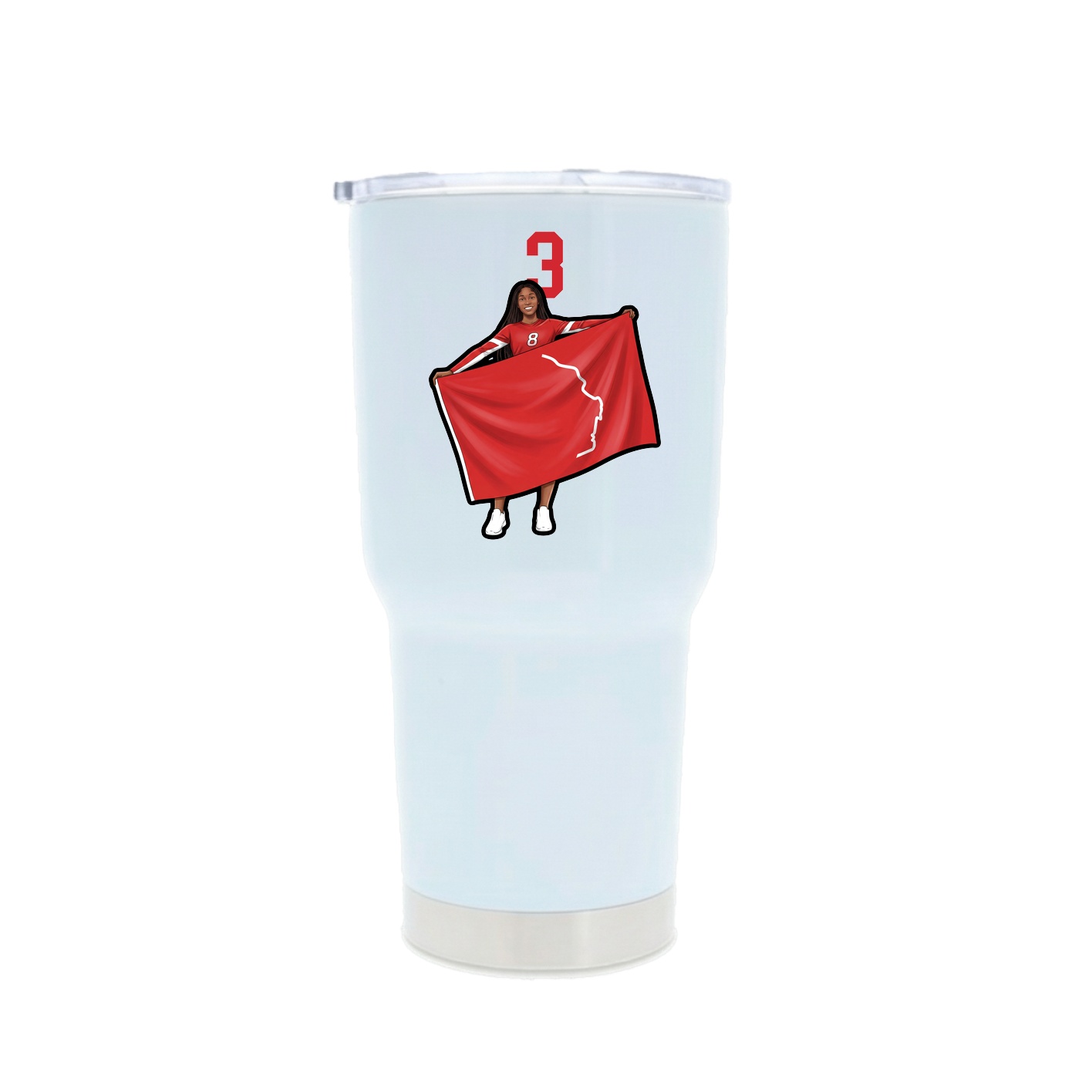 30oz Stainless Steel Tumbler — Number Top in White