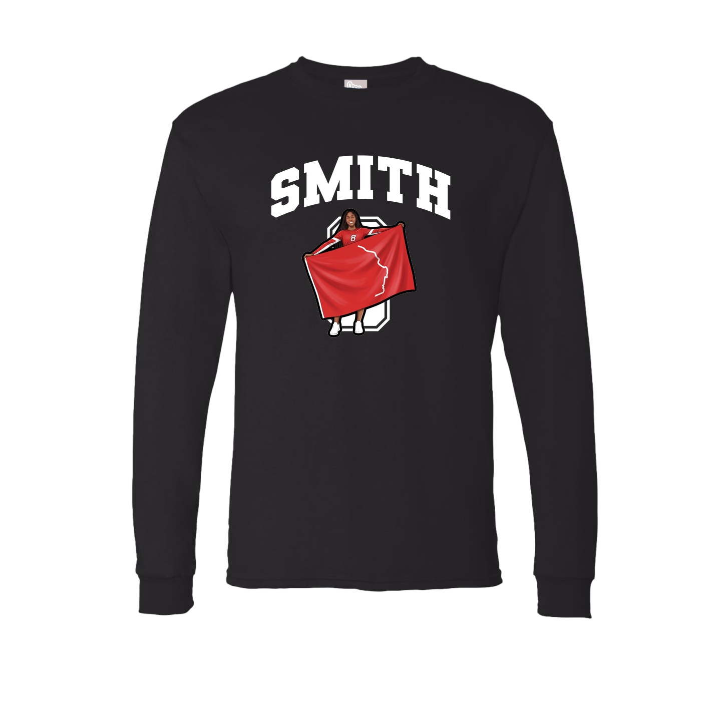 Long Sleeve Tee — Number in Black